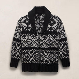 Chalet Intarsia Cardigan in Black/Heather Grey | James Perse Los Angeles