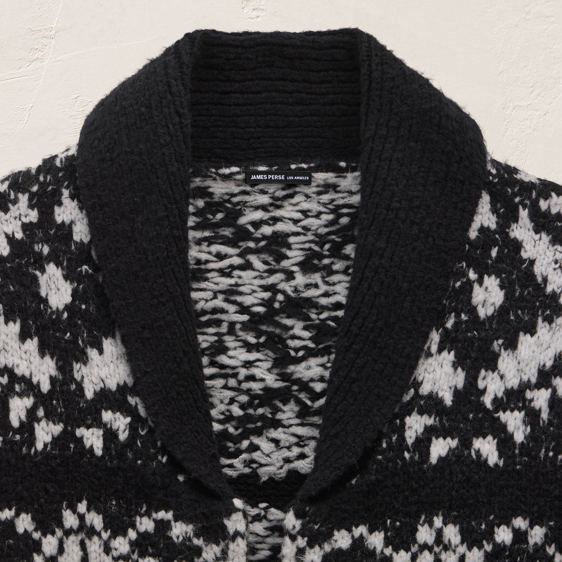 Chalet Intarsia Cardigan - Black/Heather Grey | James Perse Los
