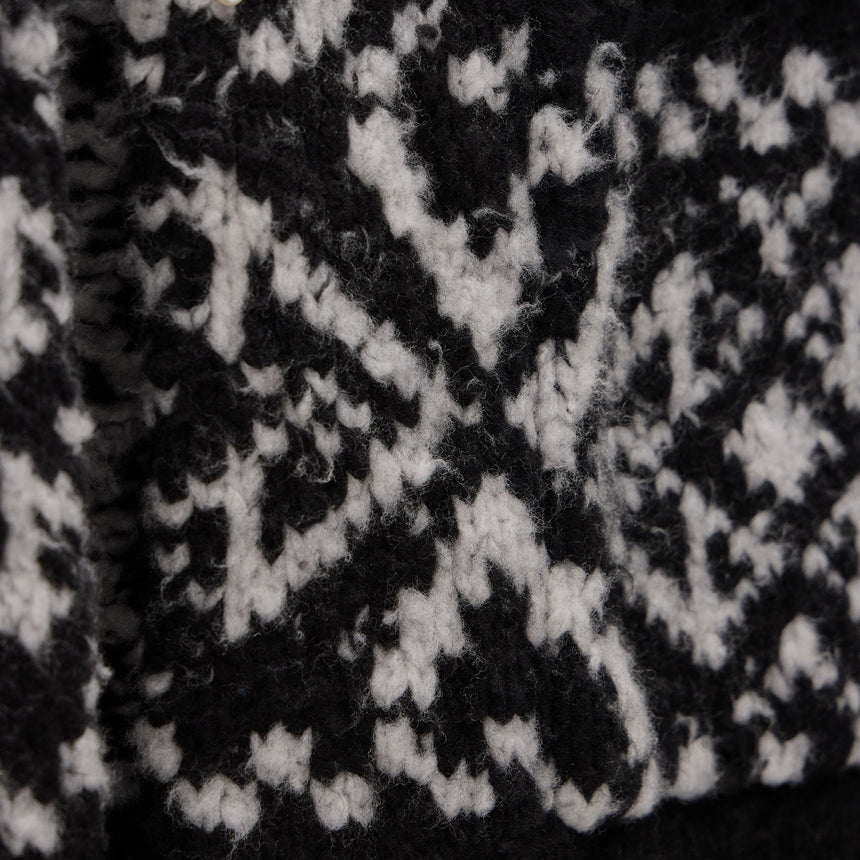 Chalet Intarsia Cardigan in Black/Heather Grey | James Perse Los Angeles