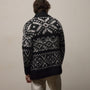 Chalet Intarsia Cardigan in Black/Heather Grey | James Perse Los Angeles / Mens
