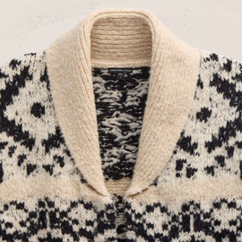 Intarsia Cardigan in Ivory/Black | James Perse Los Angeles FLAT