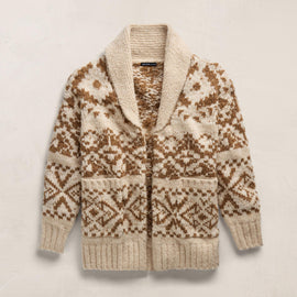 Chalet Intarsia Cardigan In Ivory/Whiskey | James Perse Los Angeles