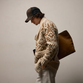 Chalet Intarsia Cardigan In Ivory/Whiskey | James Perse Los Angeles / Mens