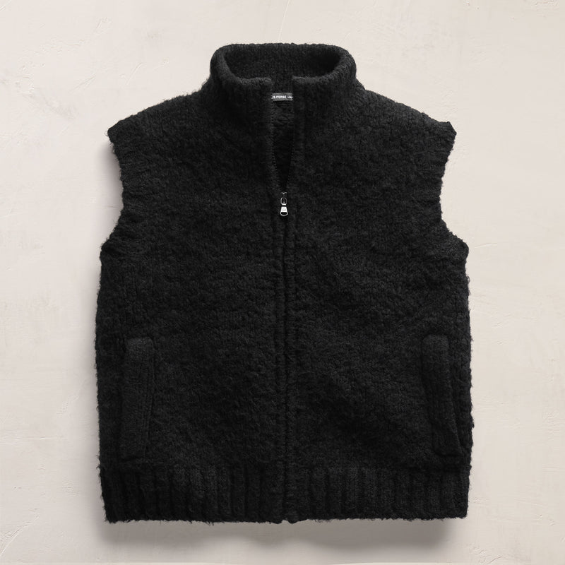 Full Zip Sweater Vest in Black | James Perse Los Angeles FLAT