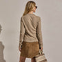 Linen Cotton Ribbed Polo Sweater in Natural Melange | James Perse Los Angeles