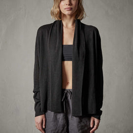 Dunes linen Cardigan  in Black/Black | James Perse Los Angeles