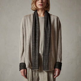 Dunes linen Cardigan  in Natural/Black | James Perse Los Angeles