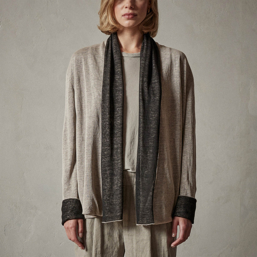 Dunes linen Cardigan  in Natural/Black | James Perse Los Angeles