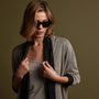 Dunes linen Cardigan  in Natural/Black | James Perse Los Angeles