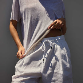 Dunes Linen Crew in White/Natural | James Perse Los Angeles