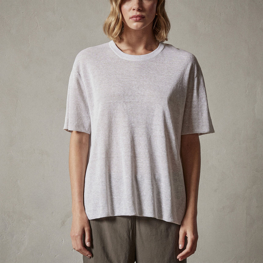 Dunes Linen Crew in White/Natural | James Perse Los Angeles