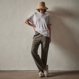 Dunes Linen Crew in White/Natural | James Perse Los Angeles