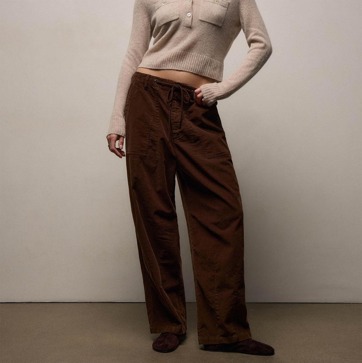 Corduroy Utility Pant in Chestnut Pigment | James Perse Los Angeles
