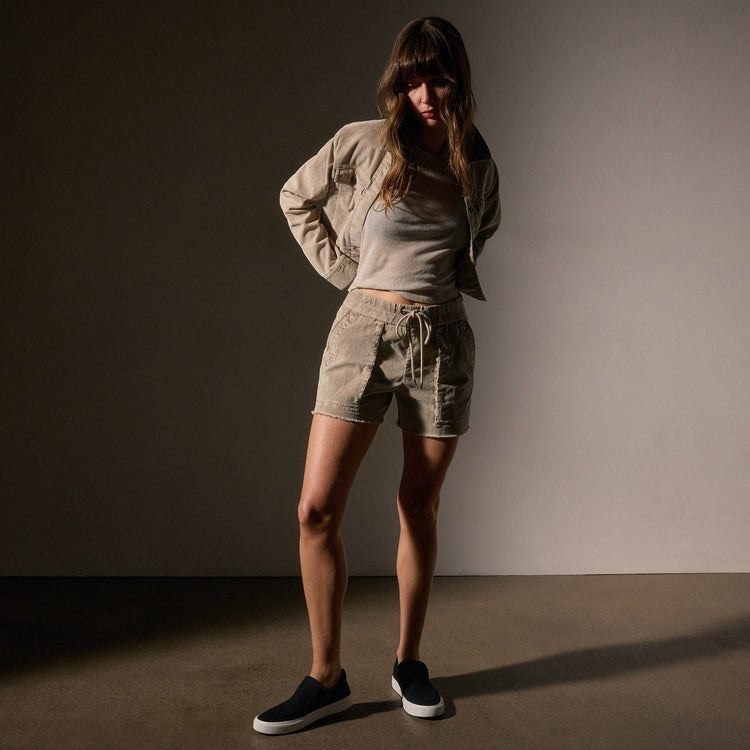 Mixed Media Utility Short in Overcast Pigment | James Perse Los Angeles