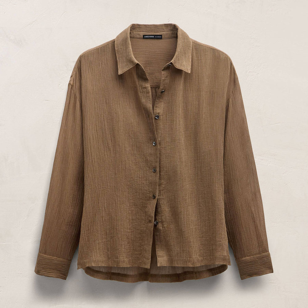 Crinkled Cotton Shirt - Earth