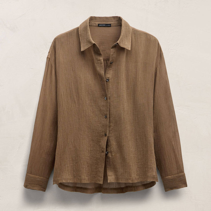 Crinkled Cotton Shirt - Earth