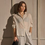 Crinkled Cotton Shirt in Off White | James Perse Los Angeles