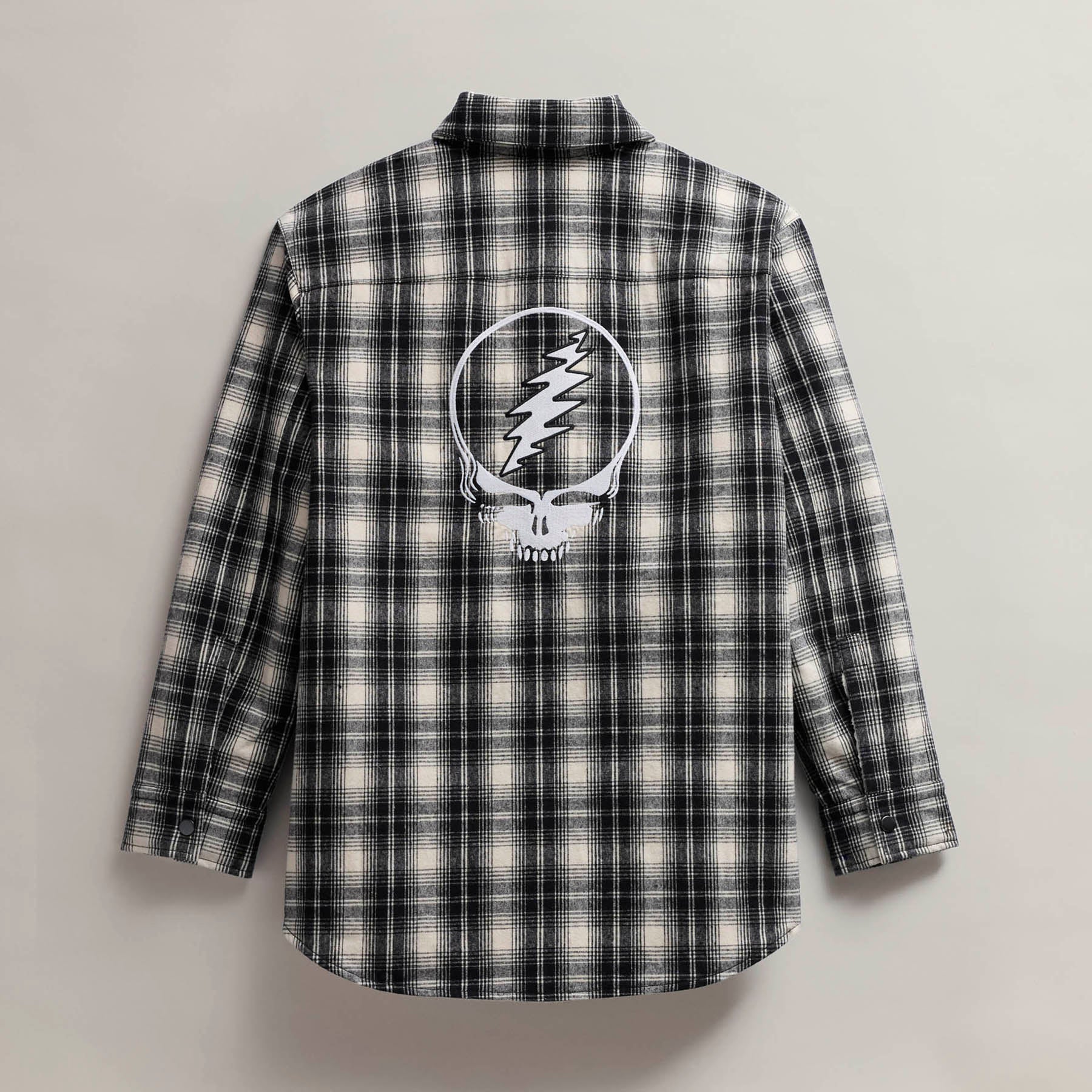 Women's Grateful Dead Sherpa Plaid Jacket in Black/White | James Perse Los Angeles