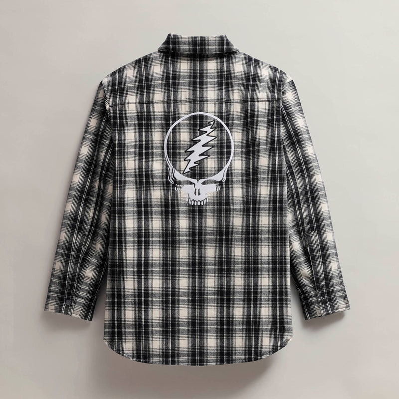 Women's Grateful Dead Sherpa Plaid Jacket in Black/White | James Perse Los Angeles