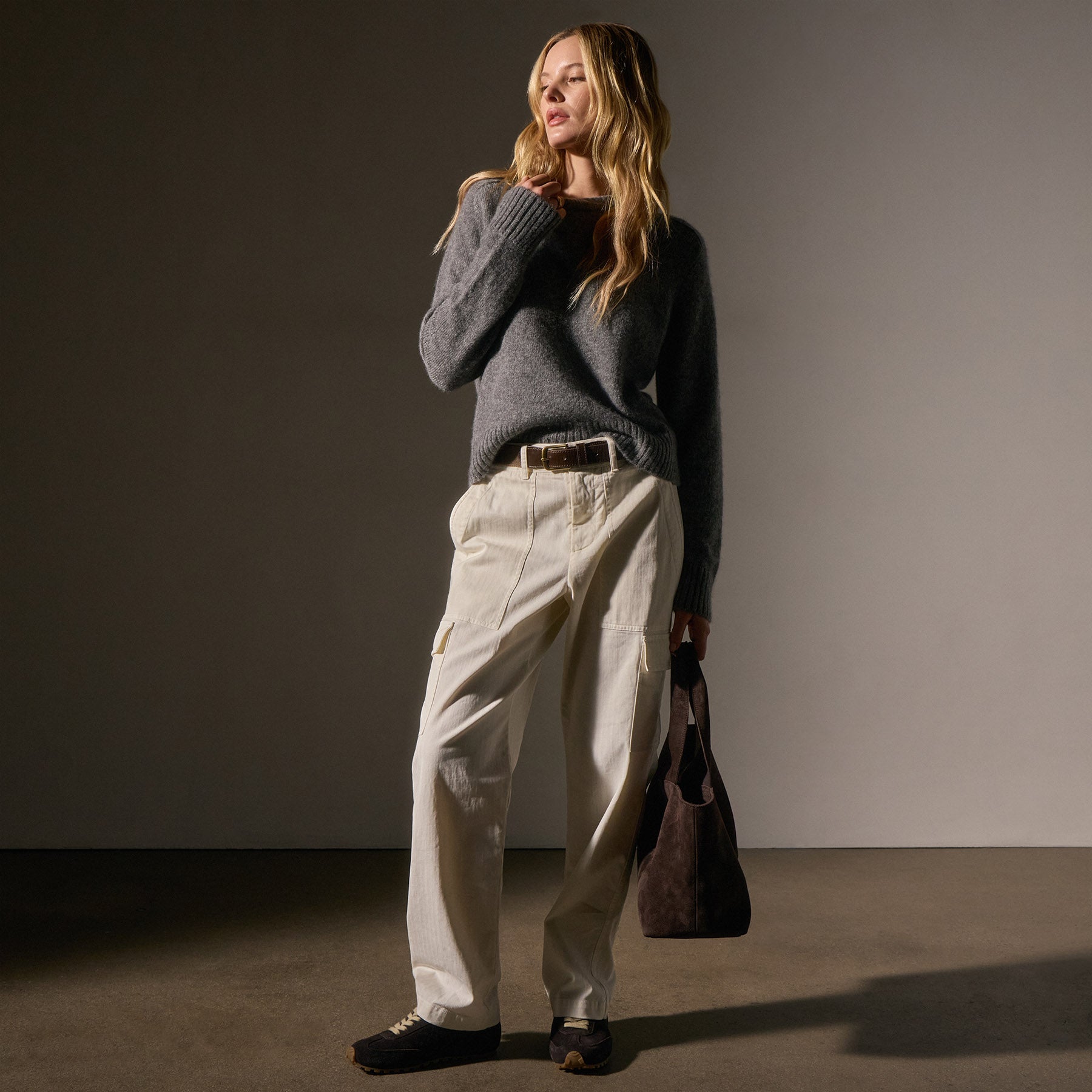 Herringbone Utility Pant - Ivory Pigment | James Perse Los Angeles