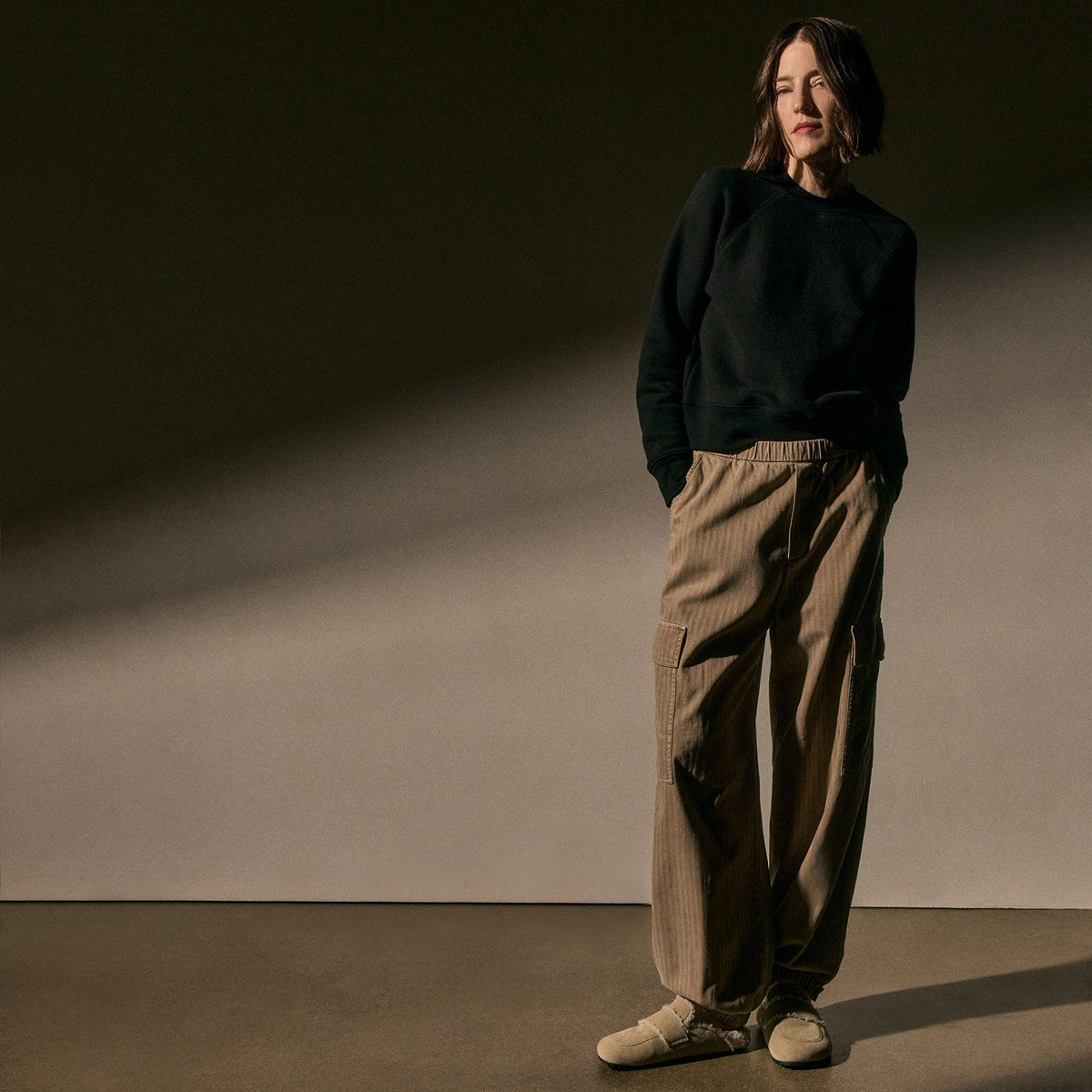 Herringbone Twill Parachute Pant - Soft Beige Pigment | James