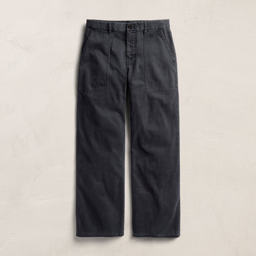 Herringbone Wide Leg Utility Pant - Blue Noir Pigment