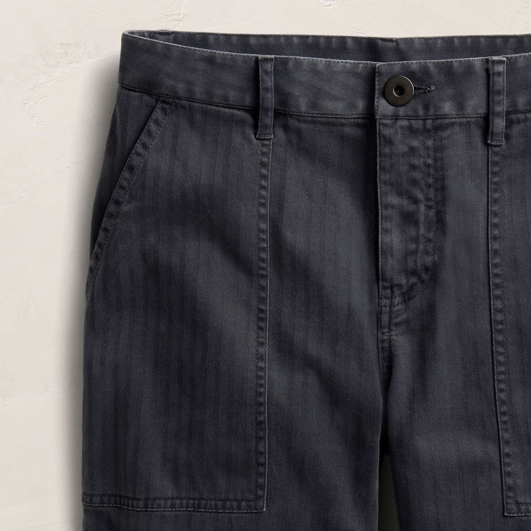 Herringbone Wide Leg Utility Pant - Blue Noir Pigment