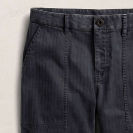 Herringbone Wide Leg Utility Pant - Blue Noir Pigment