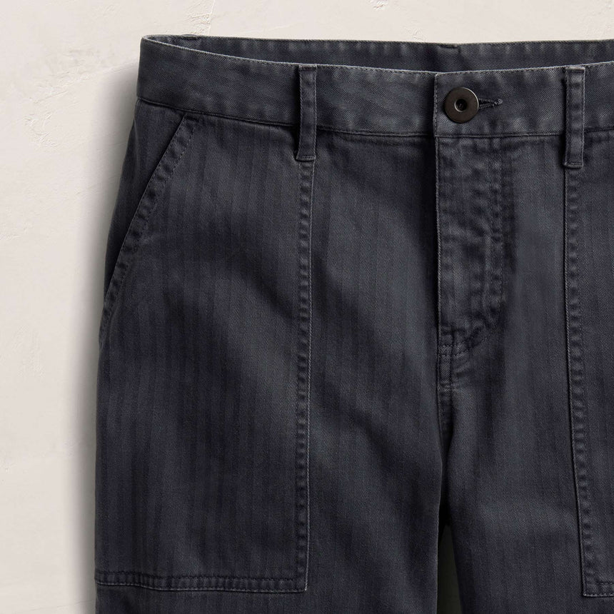 Herringbone Wide Leg Utility Pant - Blue Noir Pigment