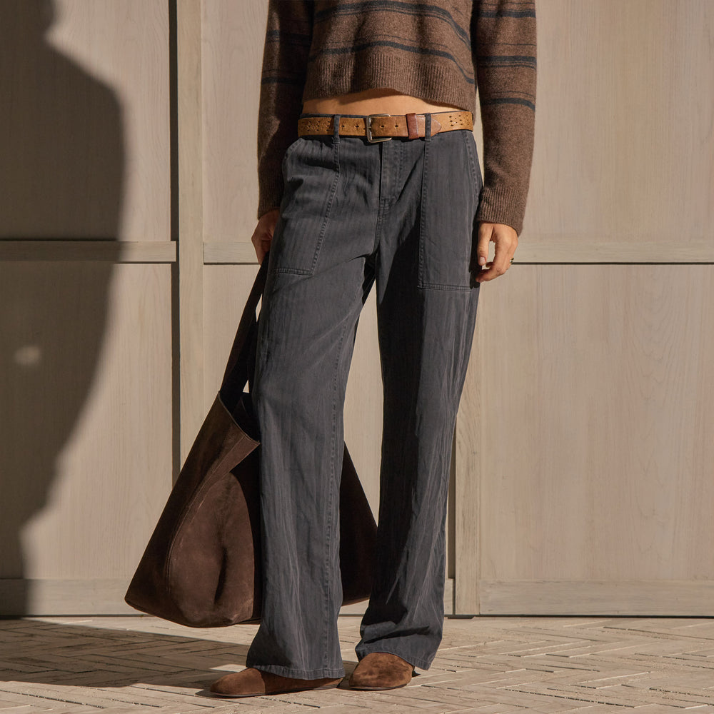 Relaxed Herringbone Pant - Blue Noir Pigment | James Perse Los Angeles