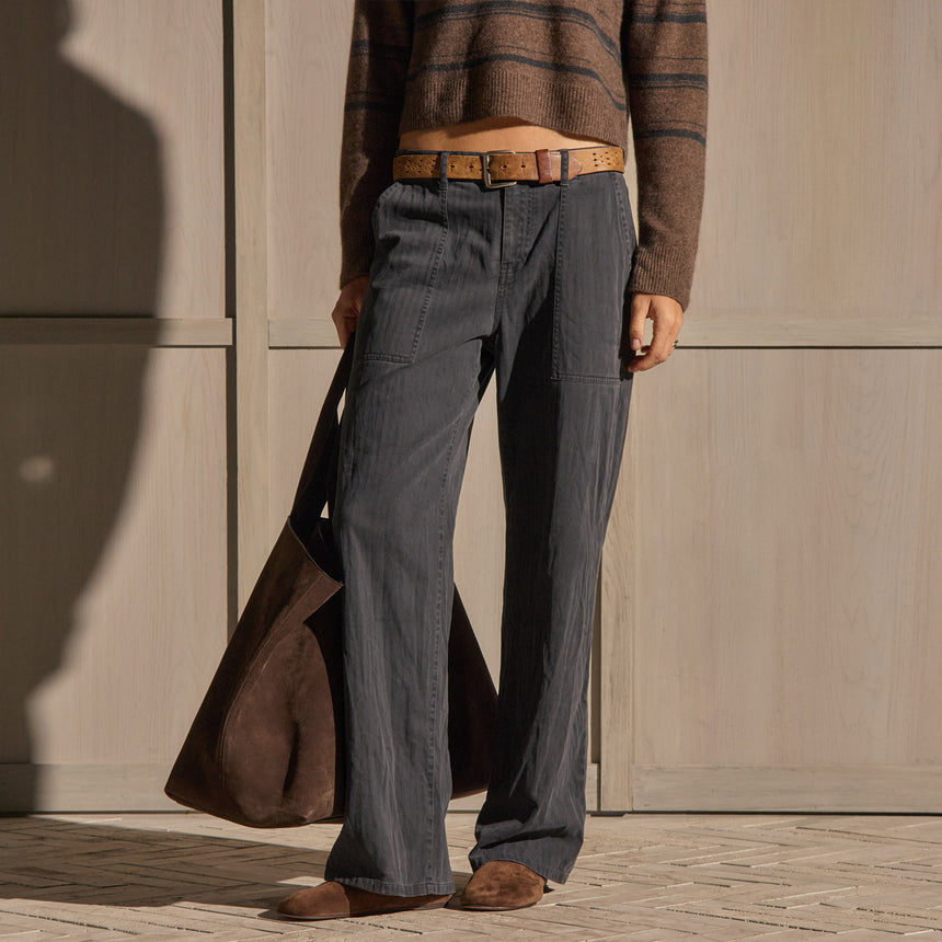 Relaxed Herringbone Pant - Blue Noir Pigment | James Perse Los Angeles