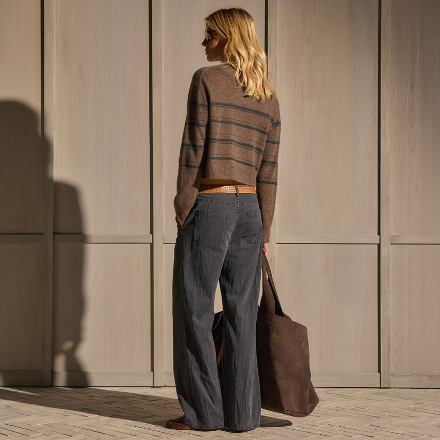 Relaxed Herringbone Pant - Blue Noir Pigment | James Perse Los Angeles