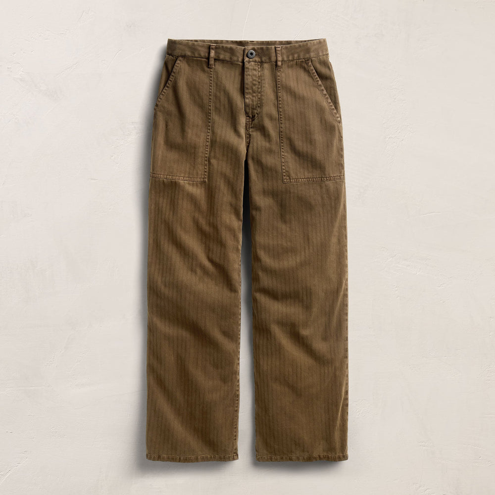 Herringbone Wide Leg Utility Pant - Earth Pigment