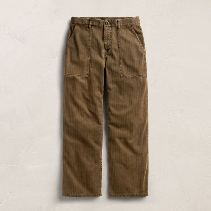 Herringbone Wide Leg Utility Pant - Earth Pigment