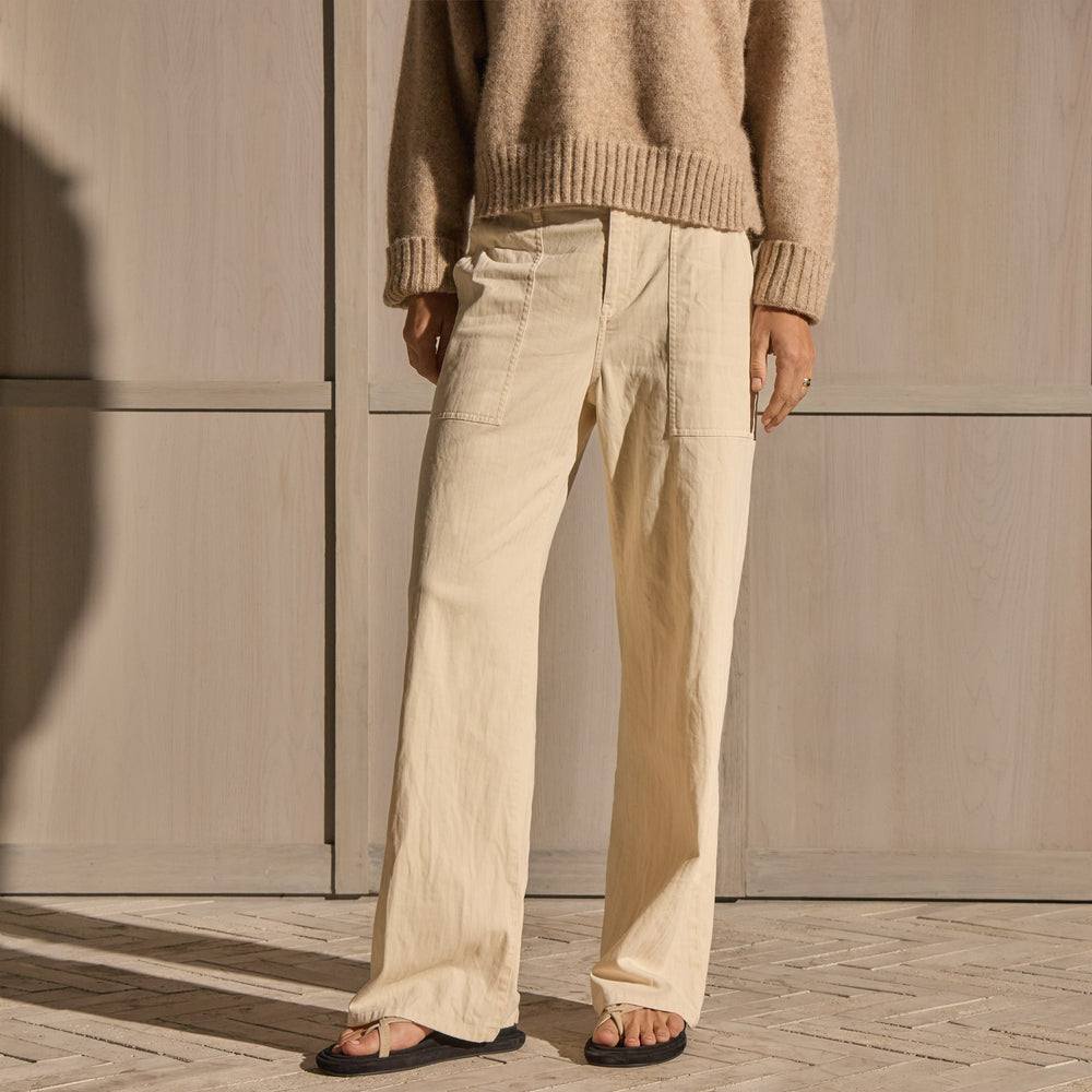 Relaxed Herringbone Pant - Sandshell Pigment | James Perse Los Angeles