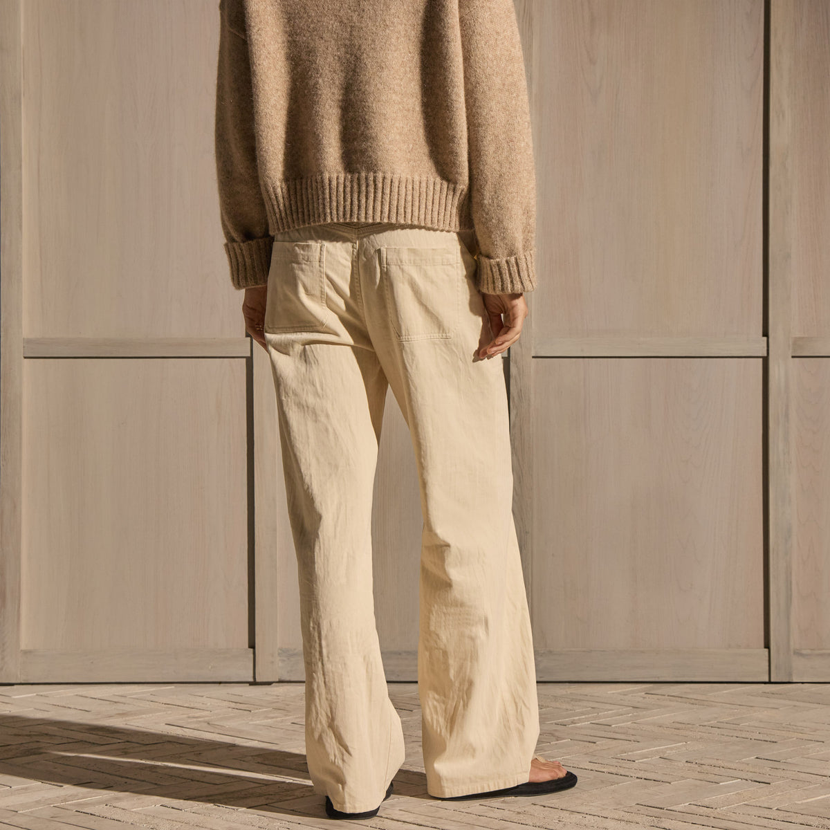 Relaxed Herringbone Pant - Sandshell Pigment | James Perse Los Angeles