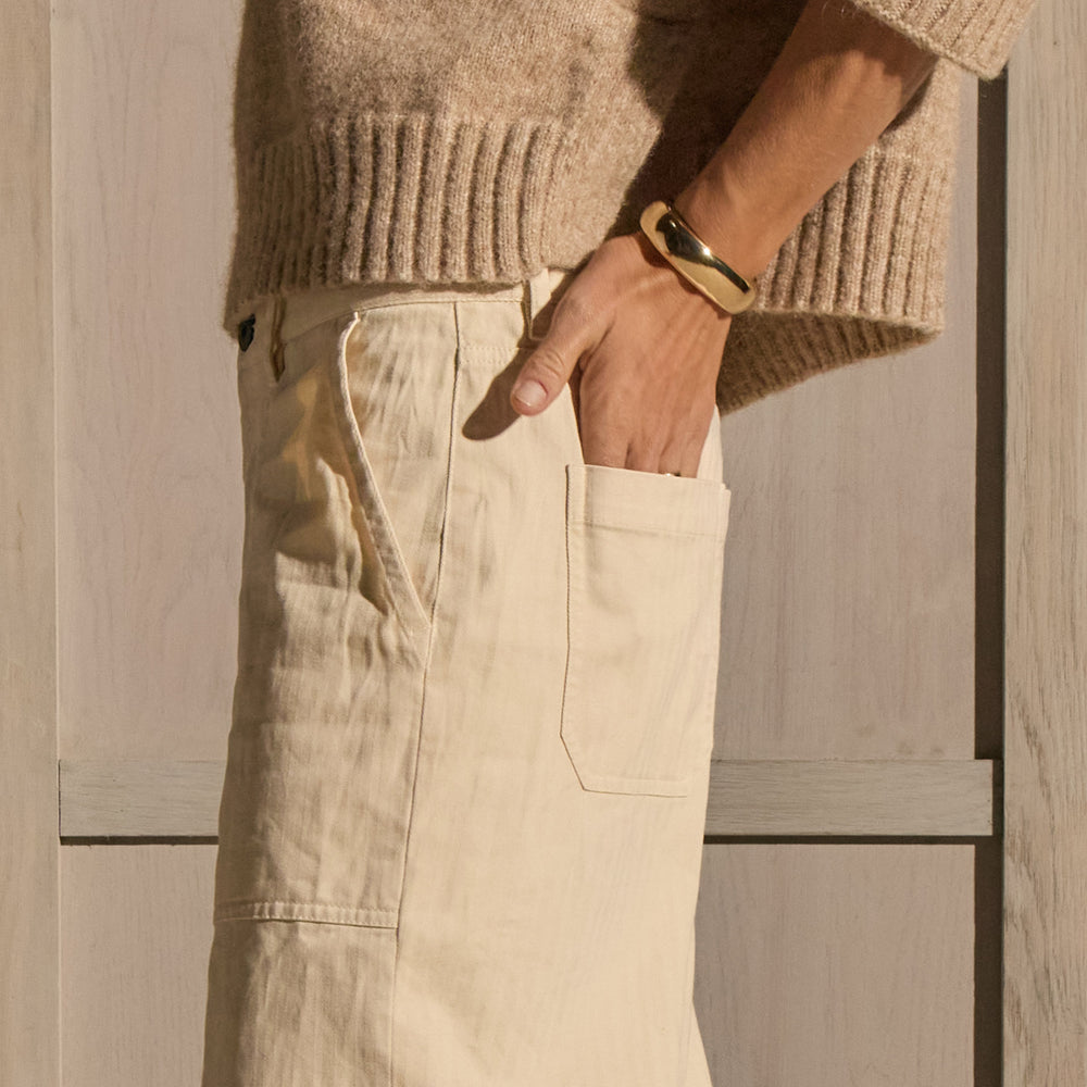 Relaxed Herringbone Pant - Sandshell Pigment | James Perse Los Angeles