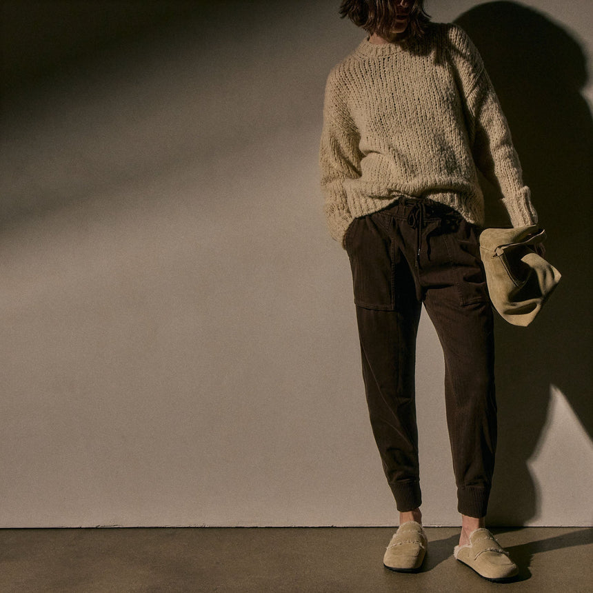Herringbone Twill Mxd Media Pant in Porcupine | James Perse Los Angeles