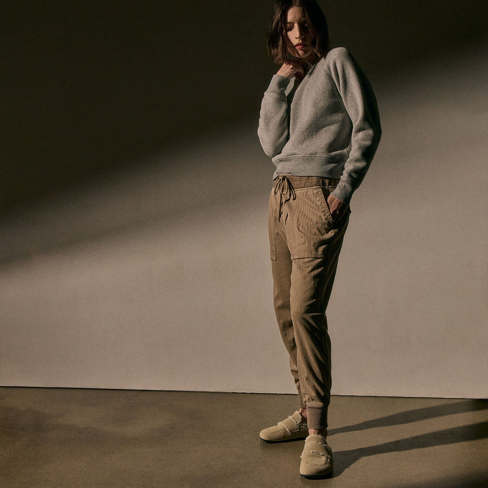 Women's Suede Shearling Loafer in Sand/Ivory | James Perse Los Angeles