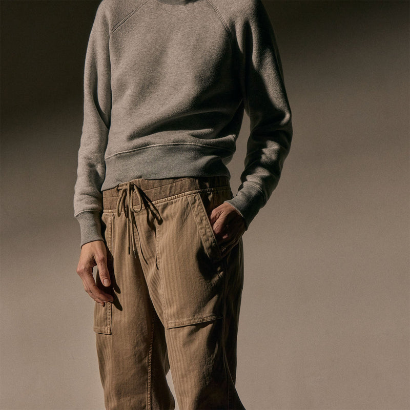 Herringbone Twill Mxd Media Pant in Soft Beige Pigment | James Perse Los Angeles