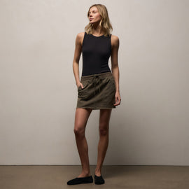 Herringbone Twill Mini Skirt in Army Green Pigment | James Perse Los Angeles