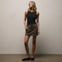 Herringbone Twill Mini Skirt in Army Green Pigment | James Perse Los Angeles