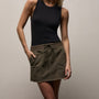 Herringbone Twill Mini Skirt in Army Green Pigment | James Perse Los Angeles