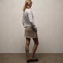 Herringbone Twill Mini Skirt in Light Khaki Pigment | James Perse Los Angeles