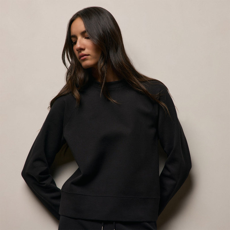 Italian Knit Raglan Mockneck in Black | James Perse Los Angeles