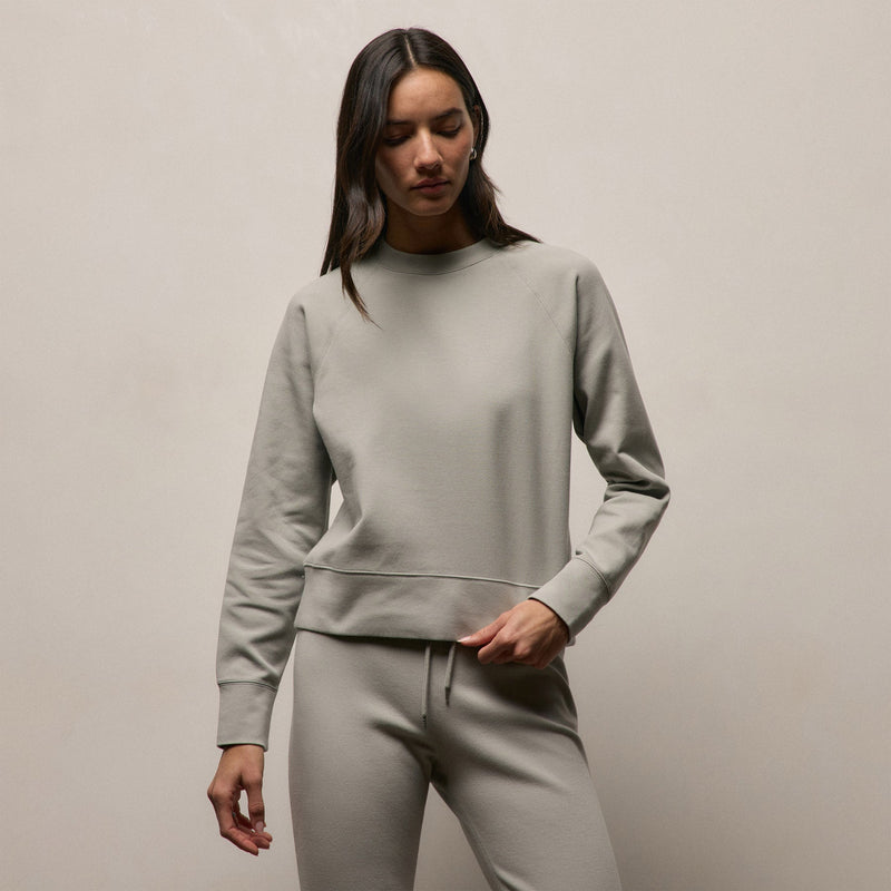 Italian Knit Raglan Mockneck in Fog | James Perse Los Angeles