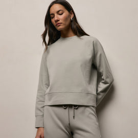 Italian Knit Raglan Mockneck in Fog | James Perse Los Angeles