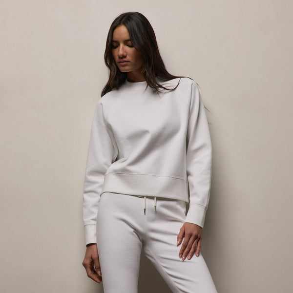 Italian Knit Raglan Mockneck in White | James Perse Los Angeles