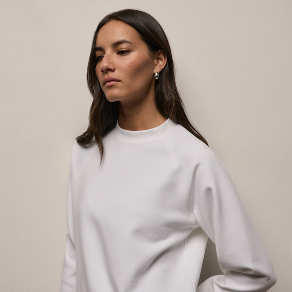 Italian Knit Raglan Mockneck in White | James Perse Los Angeles