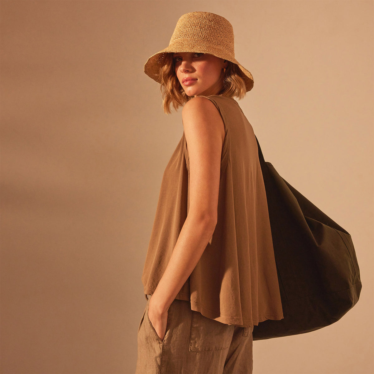 High Gauge Baby Doll Shell Top in Cashew | James Perse Los Angeles